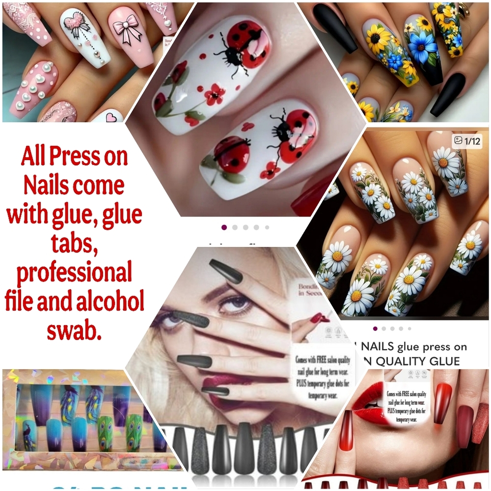 Black & white marble 💅NAILS glue on OR press on W/GLUE+ TABS + FILE. Any Length - Picture 3 of 13